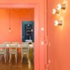 Coral pink interior design greek apartment to rent seaview
