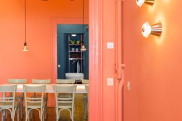 Coral pink interior design greek apartment to rent seaview